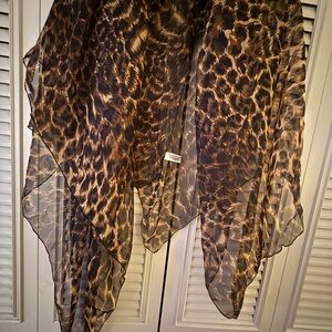 Worthington Brown and Black Leopard-Print Sheer Scarf